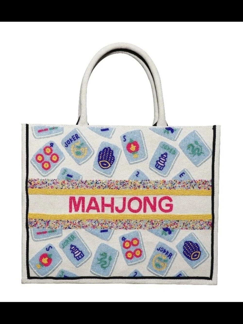 Brand New Mahjong Embellished Canvas Tote Bag - Personalized...Tiana Designs